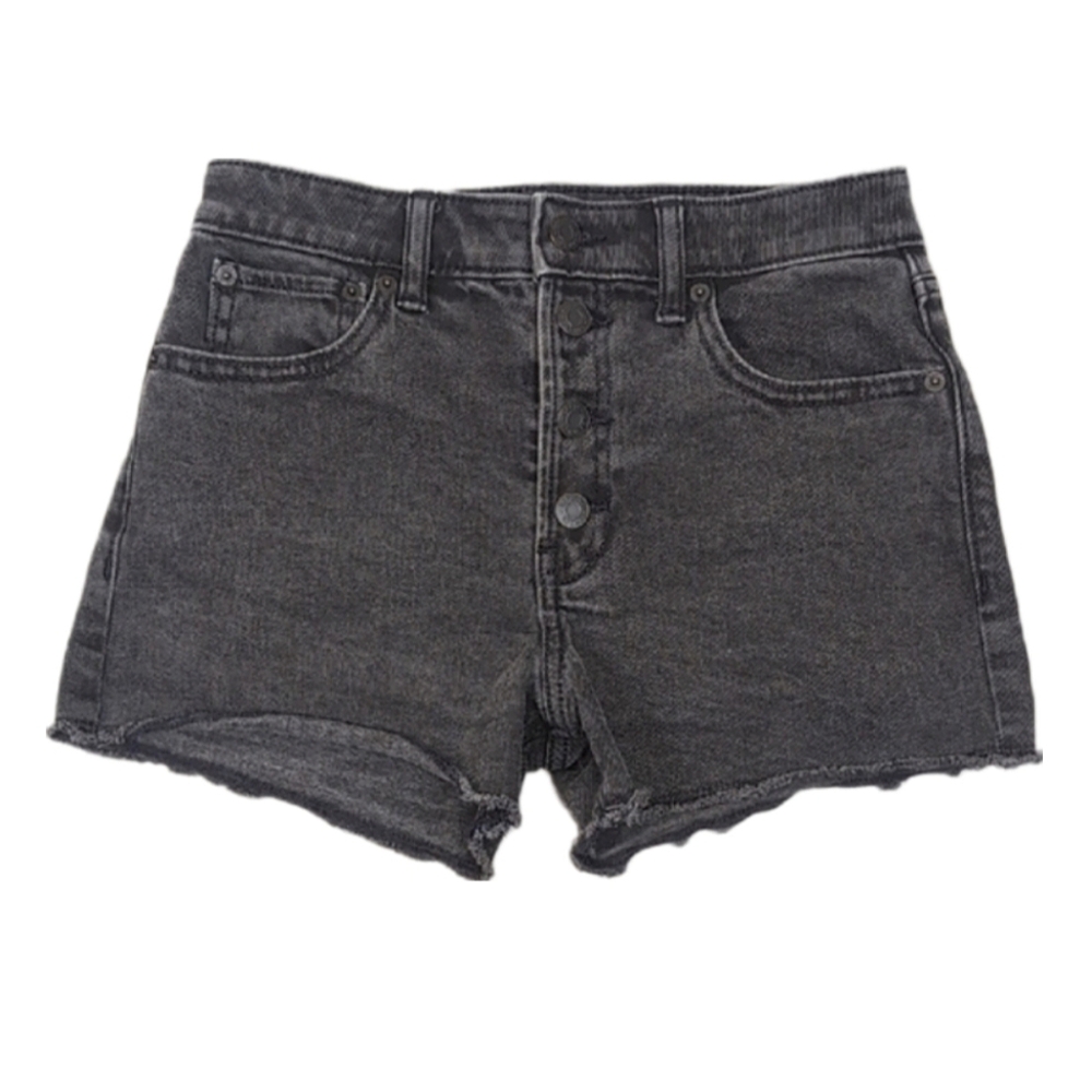 Gap High Rise Denim Shorts Cut Off Raw Hem Button Fly Vintage Wash Jean
